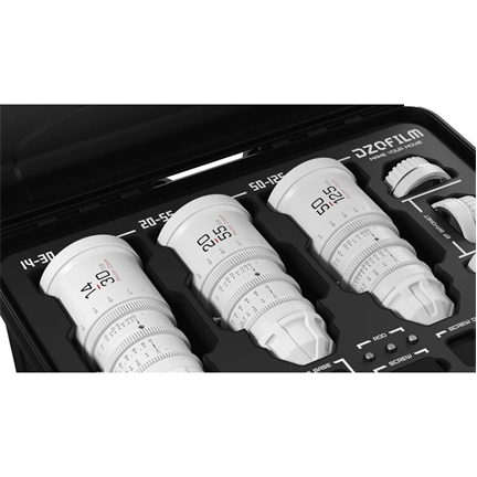DZOFILM Pictor Zoom 3-lens kit koferrel (14-30/20-55/50-125 T2.8) fehér PL