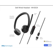 Dell WH3024 vezetékes fejhallgató mikrofonnal (headset) USB-C (USB-A adapterrel)
