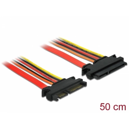 Delock Bővítőkábel, Sata 6 Gb/s, 22 tűs csatlakozó > Sata 22 tűs aljzat 50 cm