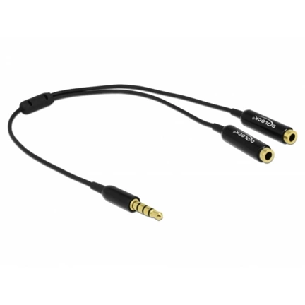 Delock Cable audio stereo jack male 3.5 mm 4 pin > 2 x jack female 3.5 mm 4 pin 25 cm