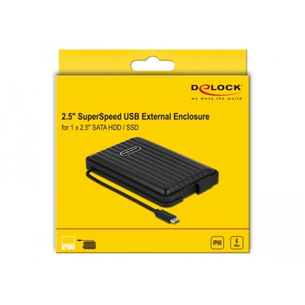 Delock External Enclosure for 2.5” SATA HDD / SSD with USB Type-C™ - IP66