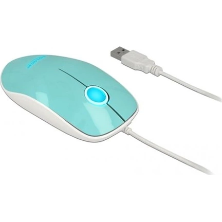 Delock Optika LED-es egér 3 gombos, A-típusú USB, türkiz színű