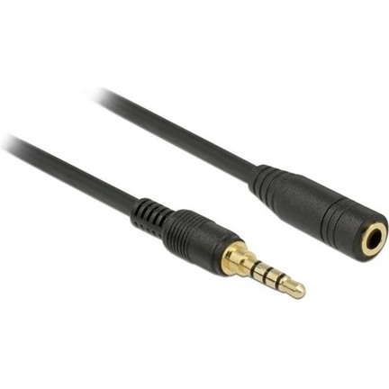 Delock Sztereó jack hosszabbító kábel 3,5 mm 4-tűs apa > anya 5 m hosszú fekete