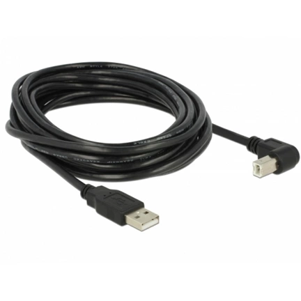 Delock USB2.0 kábel USB A dugó -> USB B 90°dugó csatlakozókkal, 5m (3 év)