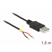 Delock USB 2.0 Type-A male > 2 x open wires power 1,5 m Raspberry Pi cable Black