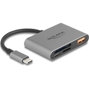 Delock USB Type-C kártyaolvasó SD és micro SD memóriakártyákhoz + USB Type-A 10G port + USB Type-C PD 85W port