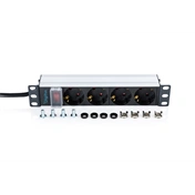 Digitus 10" power strip with aluminum profile, 4-outlet grounded power strip, with switch