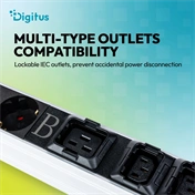 Digitus Basis IT PDU, single-phase 32 A, 24 x C13, 2 x C19, 4 x grounded outlets, 3 m power cord, IEC 60309 32 A plug