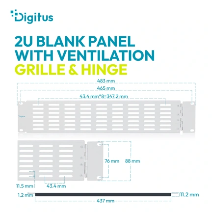 Digitus Blank cover with ventilation grille and hinge for 482.6 mm (19") enclosures