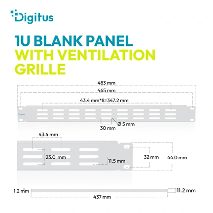 Digitus Blank cover with ventilation grille for 482.6 mm (19") cabinets