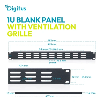 Digitus Blank cover with ventilation grille for 482.6 mm (19") cabinets