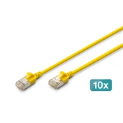 Digitus CAT 6A F-FTP keskeny patch kábel, 0,3 m, sárga, 10 db