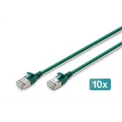 Digitus CAT 6A F-FTP keskeny patch kábel, 1.5 m, zöld, 10 db