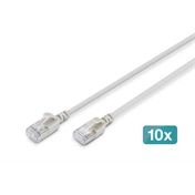 Digitus CAT 6A F-FTP keskeny patch kábel, 1 m, szürke, 10 db