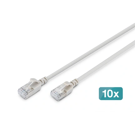Digitus CAT 6A F-FTP keskeny patch kábel, 1 m, szürke, 10 db