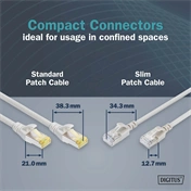 Digitus CAT 6A F-FTP keskeny patch kábel, 1 m, szürke, 10 db