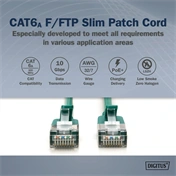 Digitus CAT 6A F-FTP keskeny patch kábel, 1 m, zöld, 10 db
