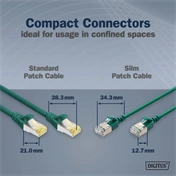 Digitus CAT 6A F-FTP keskeny patch kábel, 2 m, zöld, 10 db