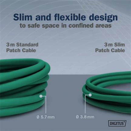 Digitus CAT 6A F-FTP keskeny patch kábel, 2 m, zöld, 10 db