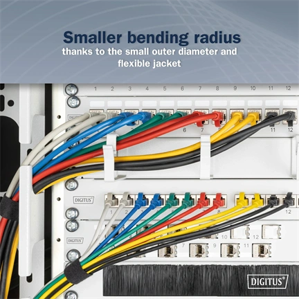 Digitus CAT 6A F-FTP keskeny patch kábel, 2 m, zöld, 10 db