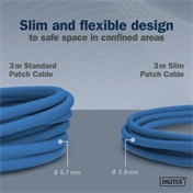 Digitus CAT 6A F-FTP keskeny patch kábel, 3 m, kék, 10 db