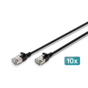 Digitus CAT 6A F-FTP keskeny patch kábel, 5 m, fekete, 10 db