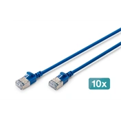 Digitus CAT 6A F-FTP keskeny patch kábel, 5 m, kék, 10 db