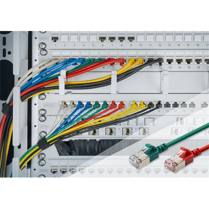 Digitus CAT 6A F-FTP keskeny patch kábel, 5 m, sárga, 10 db