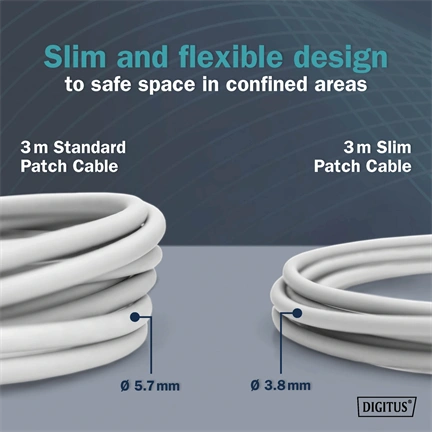 Digitus CAT 6A F-FTP keskeny patch kábel, 5 m, szürke, 10 db