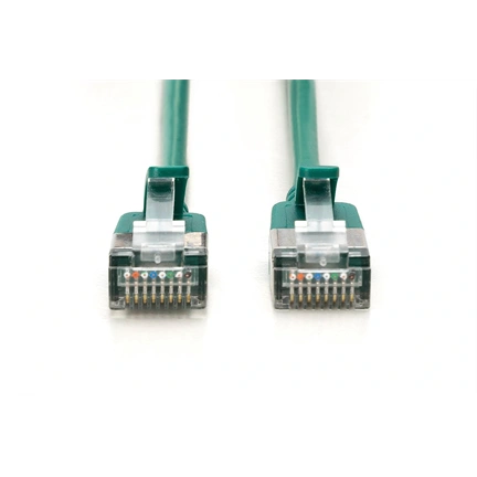 Digitus CAT 6A F-FTP keskeny patch kábel, 5 m, zöld, 10 db