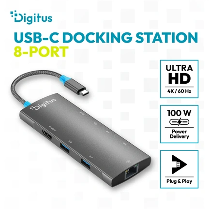 Digitus DA-70921 USB-C Docking Station, 8-Port