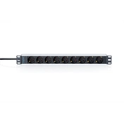 Digitus Socket strip with aluminum profile, 9-way socket outlet with earthing contact, 2 m supply cable