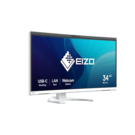 EIZO FlexScan EV3450XC monitor 34,1" ívelt ultraszéles, 5MP webkamera, USB-C dokkoló, 94W-os töltés, fehér