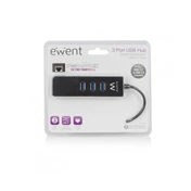 Ewent EW1140 USB 3.1 HUB 3 Port + Gigabit port Black