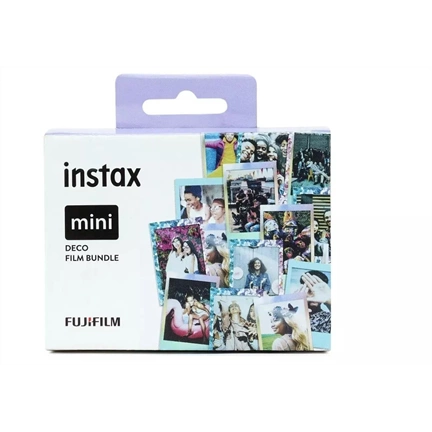 FUJIFILM Instax Mini Film Glossy Deco Bundle (Confetti, Mermaid Tail, Blue Frame) (30lap)