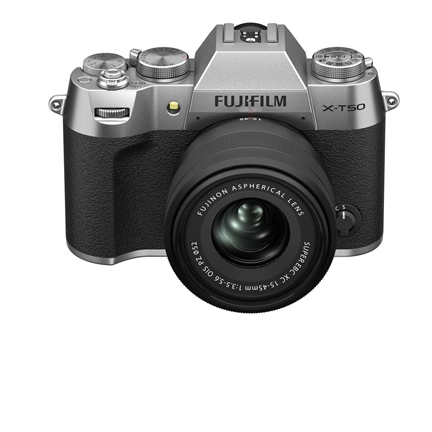 Fujifilm X-T50 + XC 15-45mm f/3.5-5.6 OIS PIZ MILC fényképezőgép KIT (ezüst)