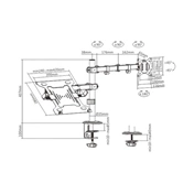 GEMBIRD Adjustable desk mount with monitor arm and notebook tray