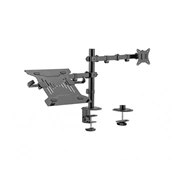GEMBIRD Adjustable desk mount with monitor arm and notebook tray