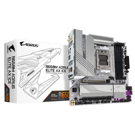 GIGABYTE Alaplap AM5 B650M AORUS ELITE AX ICE AMD B650, mATX
