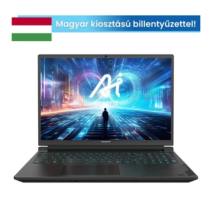 GIGABYTE G6X 9MG 16" WUXGA (165Hz), Intel Core i7-13650HX (14C/4.9Ghz), 16GB, 1TB SSD, RTX 4050, Magyar billentyű
