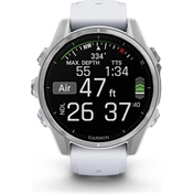 Garmin 010-02903-00 fenix 8 AMOLED (43mm) fehér szilikon pántos ezüst okosóra