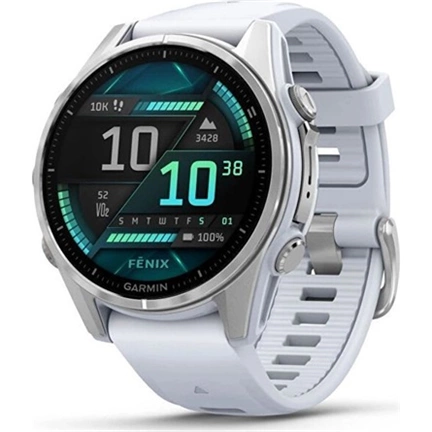 Garmin 010-02903-00 fenix 8 AMOLED (43mm) fehér szilikon pántos ezüst okosóra