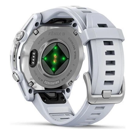 Garmin 010-02903-00 fenix 8 AMOLED (43mm) fehér szilikon pántos ezüst okosóra