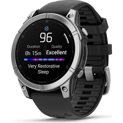 Garmin 010-03025-00 fenix E AMOLED (47mm) fekete szilikon pántos ezüst okosóra