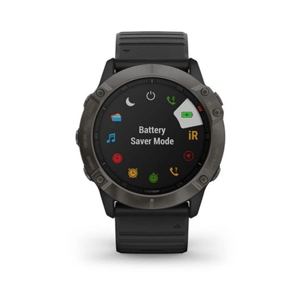 Garmin Fenix 6X Pro Sapphire Carbon DLC Szürke, Fekete szilikon szíjjal