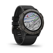 Garmin Fenix 6X Pro Sapphire Carbon DLC Szürke, Fekete szilikon szíjjal