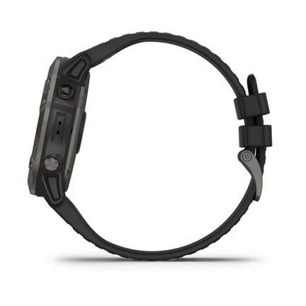 Garmin Fenix 6X Pro Sapphire Carbon DLC Szürke, Fekete szilikon szíjjal