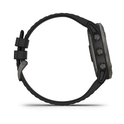 Garmin Fenix 6X Pro Sapphire Carbon DLC Szürke, Fekete szilikon szíjjal