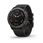 Garmin Fenix 6X Pro Sapphire Carbon DLC Szürke, Fekete szilikon szíjjal