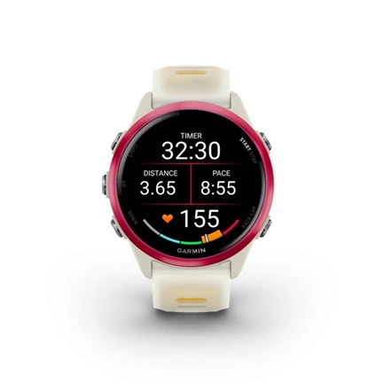 Garmin Forerunner 570 futóóra - 42mm, málna alumíniumtok és átlátszó csontszín/mangó szíj